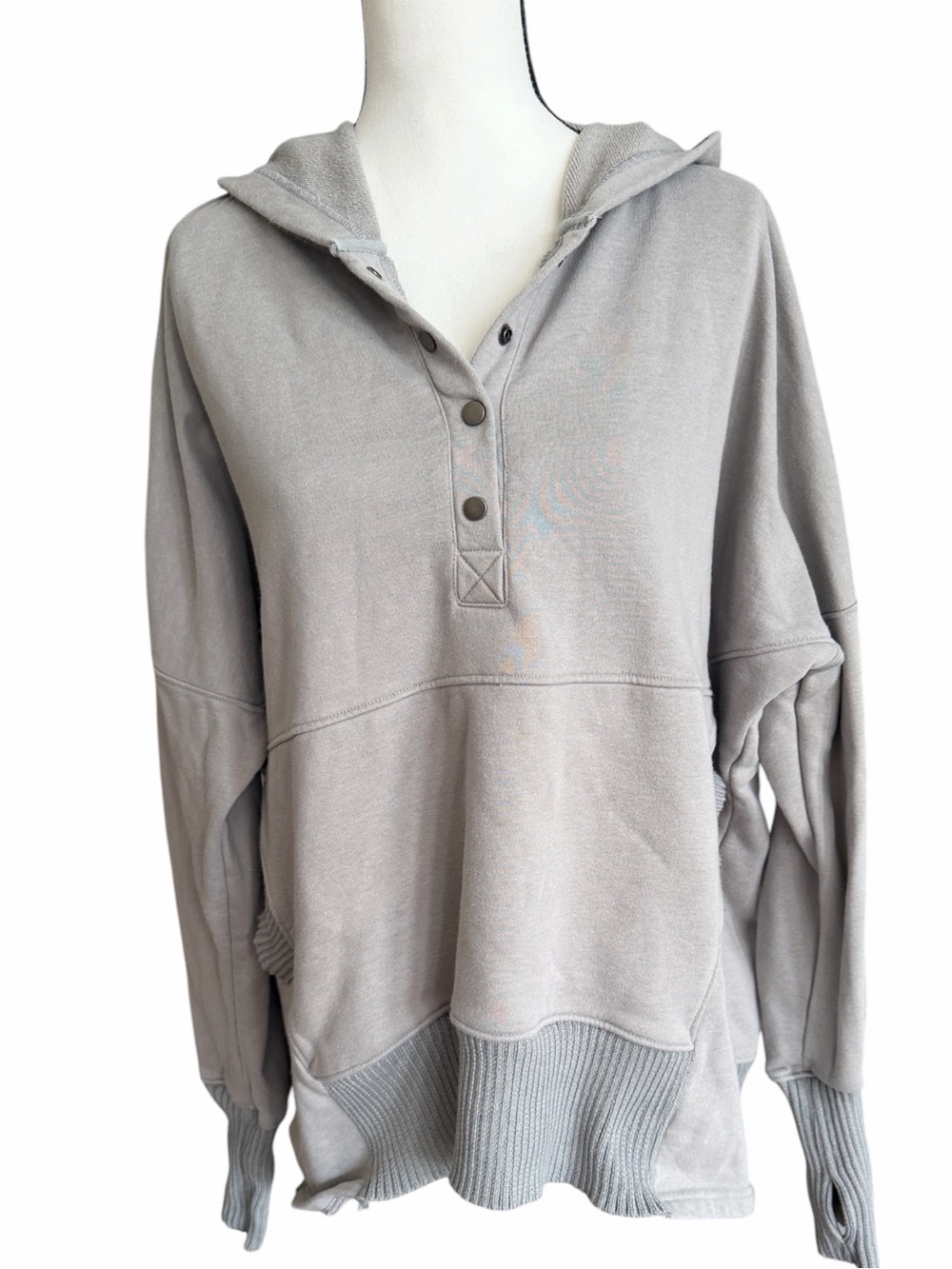 Bucket List Mindful Gray Henley Hoodie L